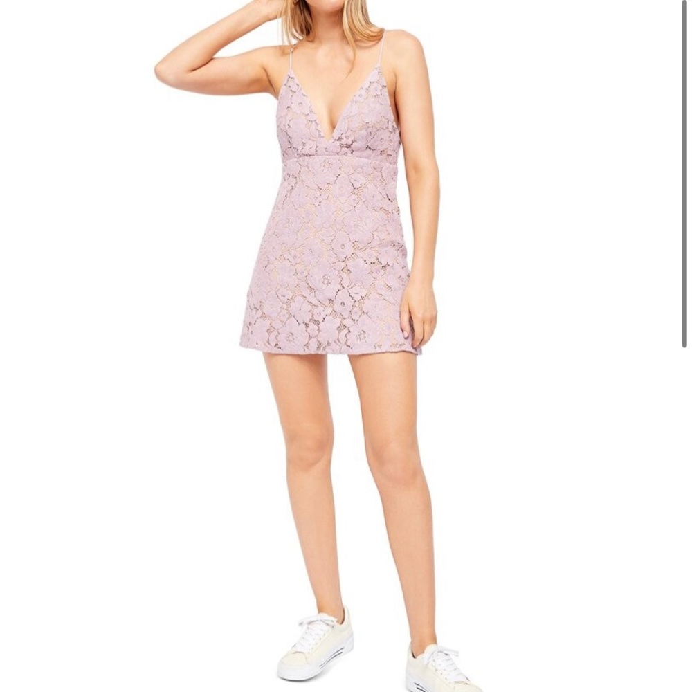 Free people lace purple mini dress